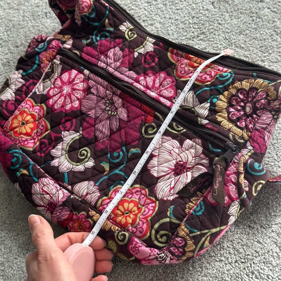 Vera Bradley Quilted Purse Pink and Brown Floral Shoulder Bag - Picture 5 of 6